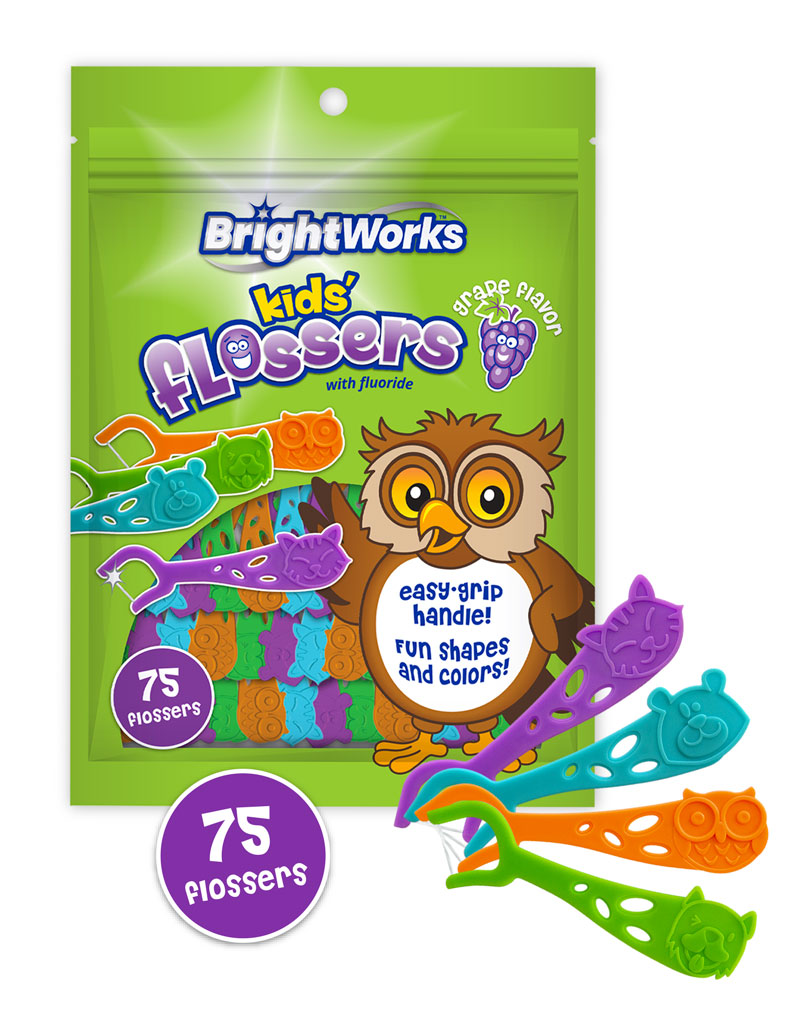 Kids' Flossers with Grape Flavor for Ages 4+ - 75 Count