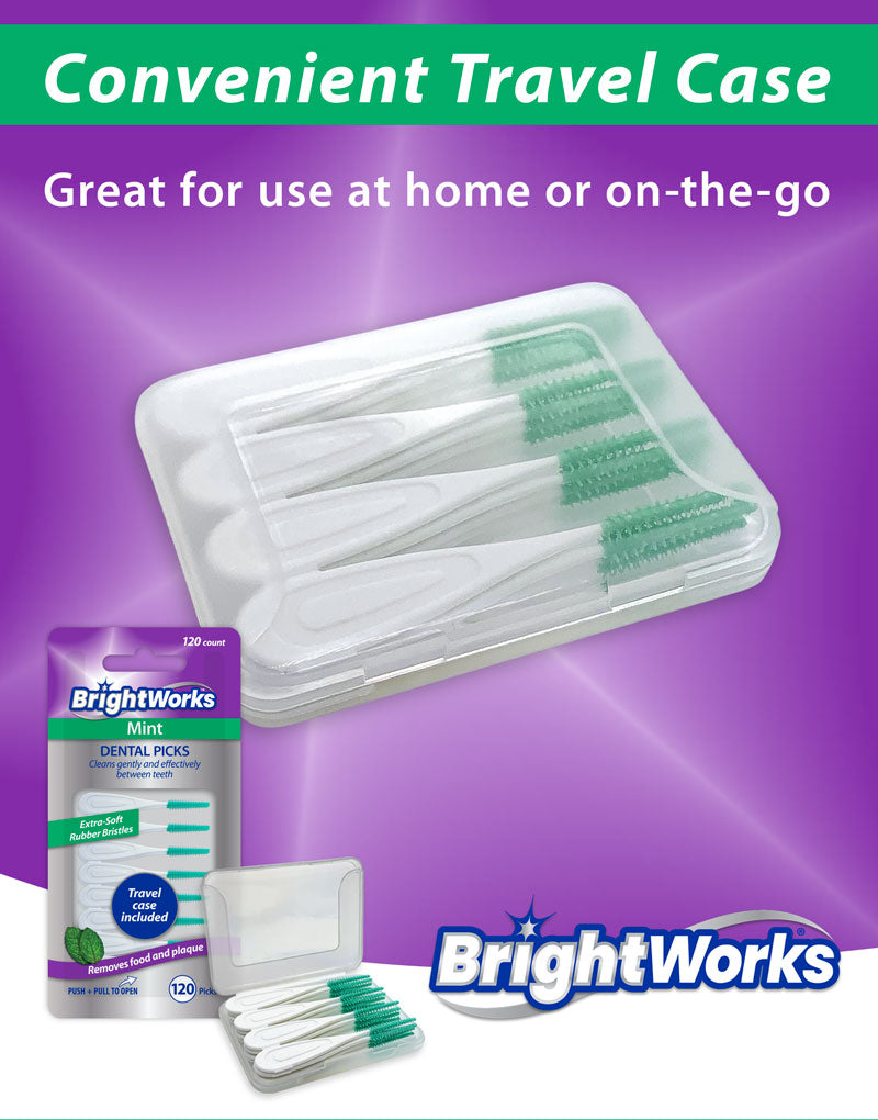 Mint Dental Picks, with extrasoft rubber bristles, 120 count Shop Brightworks