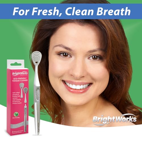 Brightworks ECO Tongue Cleaner – 100% PCR Dual-Sided with Refills