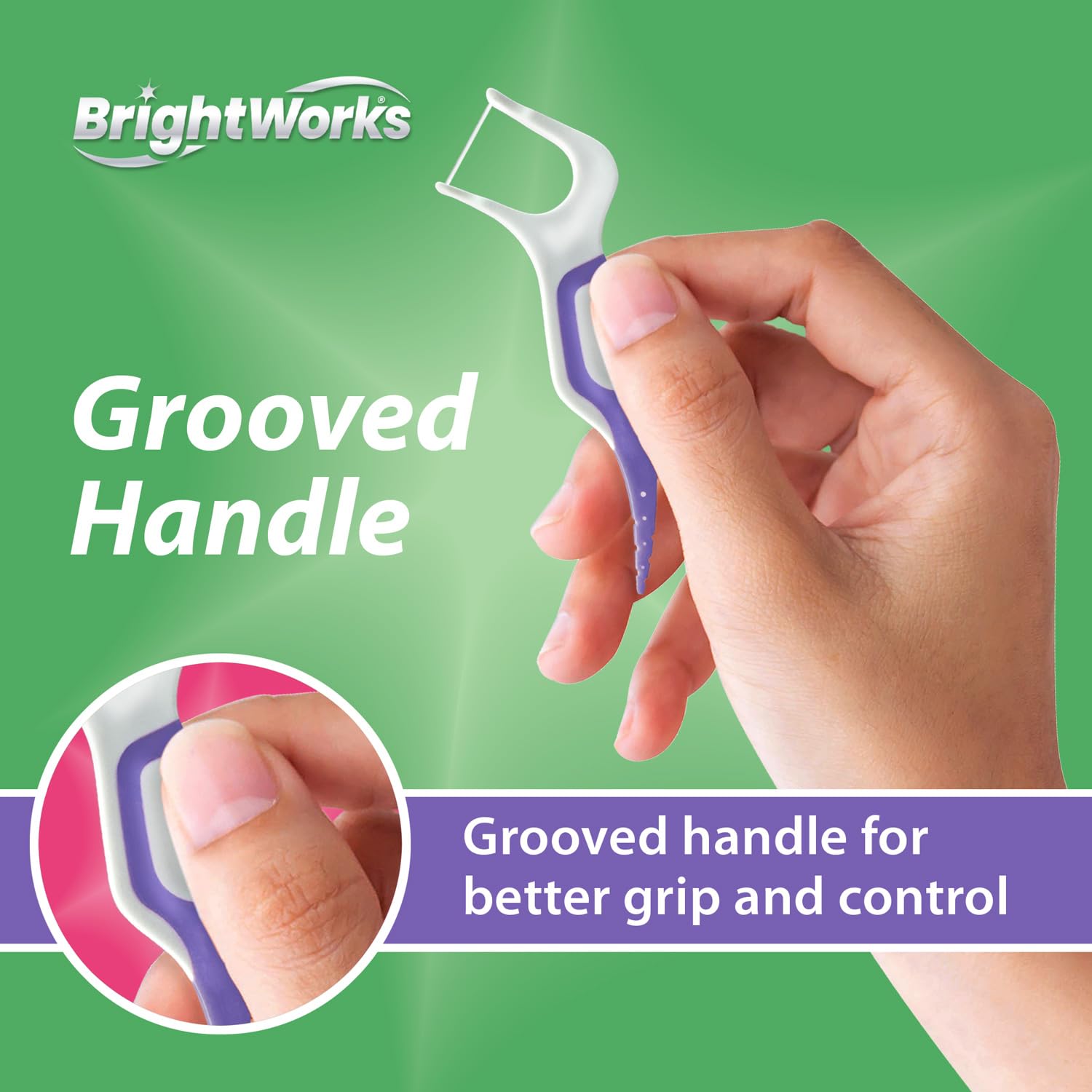 Brightworks PFAS-Free Mint Braces Flossers with Soft Toothpick 180ct