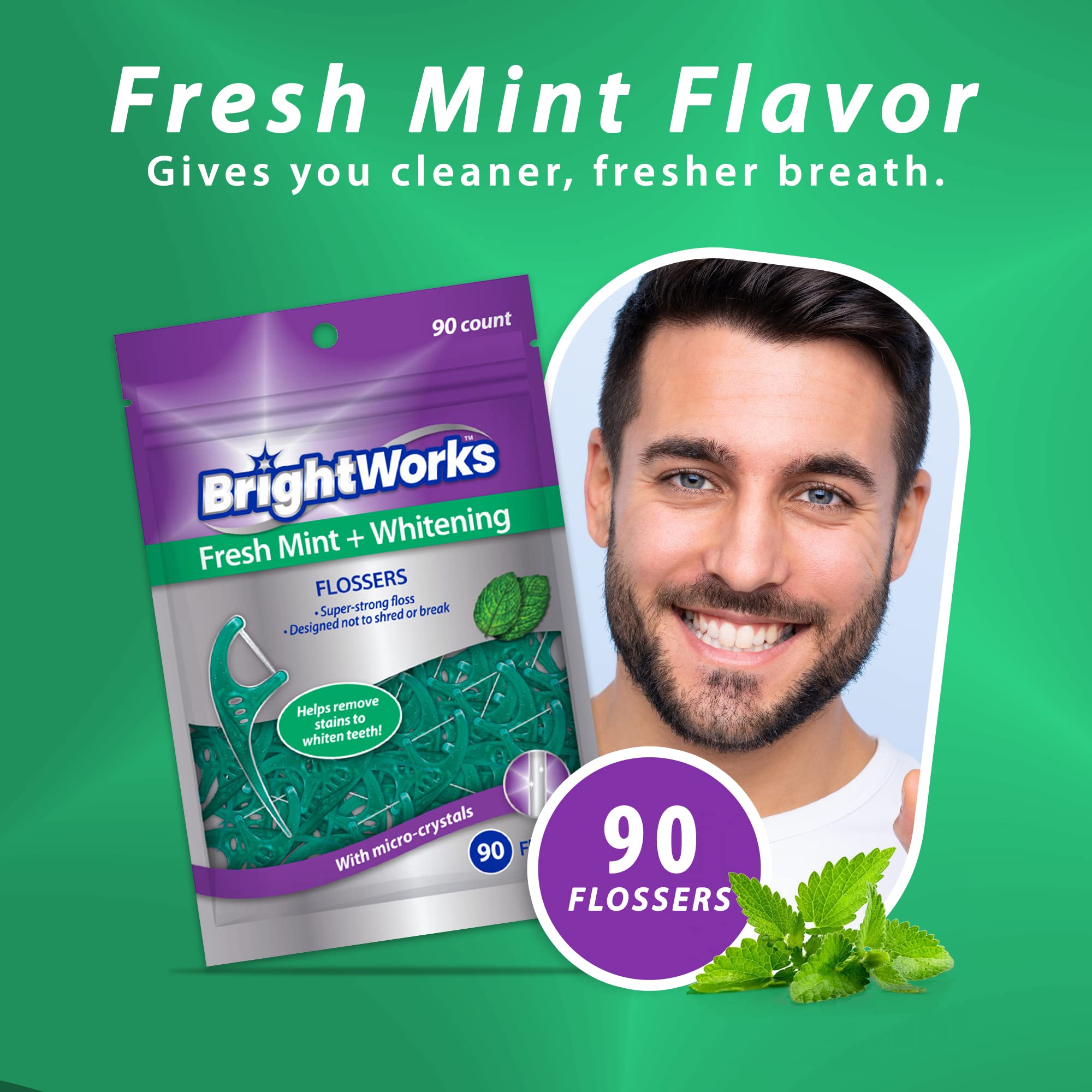 270 Piece Fresh Mint Whitening Dental Flossers with Super-Strong Floss for Adults