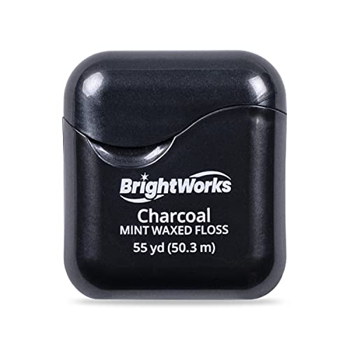 BrightWorks Charcoal Dental Floss Waxed Mint Flavor - 55 Yards (4 Pack)