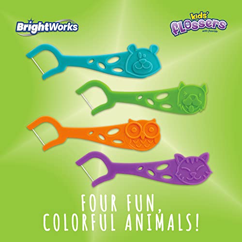 Kids’ Grape-Flavored Dental Flossers, Colorful Animals add Fun to Support Healthy Habits, Pack of 3 x 75 Pieces
