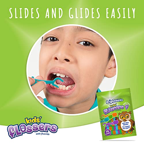 Kids’ Grape-Flavored Dental Flossers, Colorful Animals add Fun to Support Healthy Habits, Pack of 3 x 75 Pieces