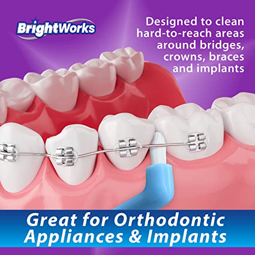 BrightWorks End Tuft Brush, Cleans Difficult Areas Such as Around Crowns, Bridges, implants and Wider Gaps Between Teeth (Pack of 3)