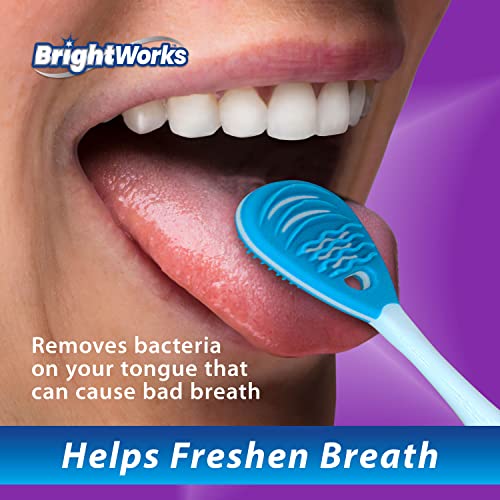 BrightWorks Tongue Cleaner - Dual Action Cleaning - Helps Freshen Breath - 3-Pack