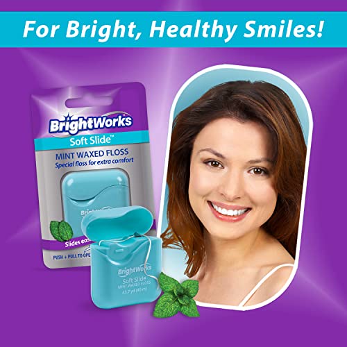 BrightWorks Soft Slide Dental Floss, for Tight Spaces and Extra Comfort, 43.7 Yards (Pack of 4)