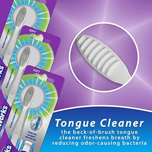 12 Piece BrightWorks Folding Travel Toothbrush with Soft Bristles and Tongue Cleaner