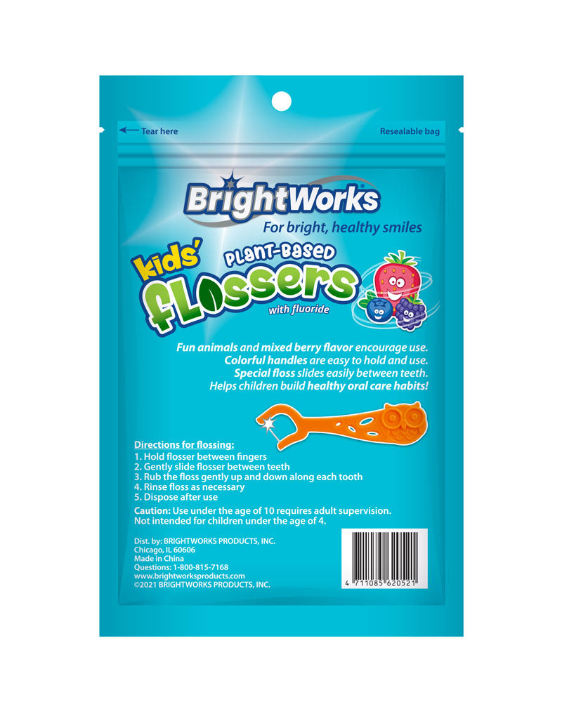 Kids’ Mixed Berry Flavored Dental Flossers with plant-based handles 60 Count