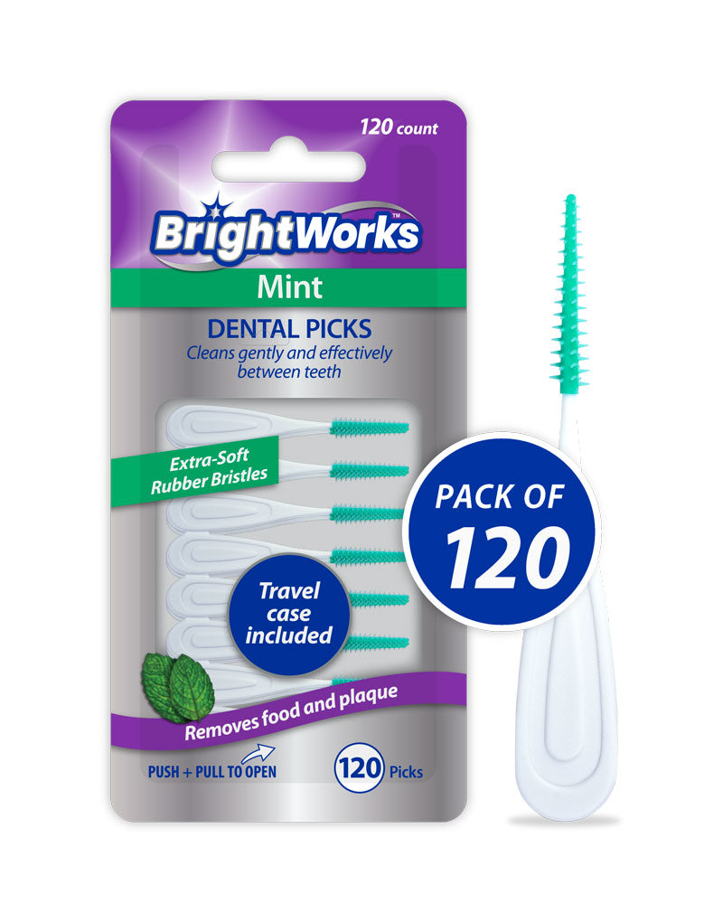 Mint Dental Picks, with extra-soft rubber bristles, 120 count