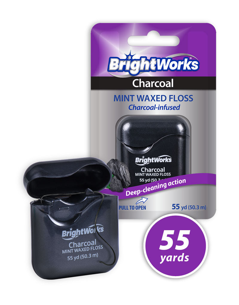 Charcoal Dental Floss Waxed - Mint Flavor - 55 Yards